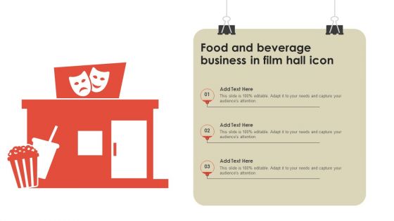 Food And Beverage Business In Film Hall Icon Template PDF