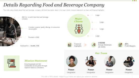 Food Beverage Industry Application Details Regarding Food And Beverage Company Information PDF