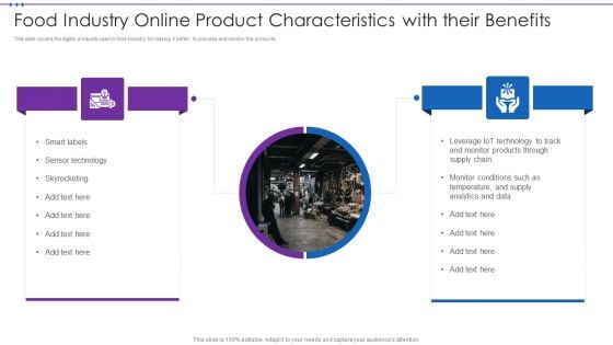 Food Industry Online Product Characteristics With Their Benefits Designs PDF