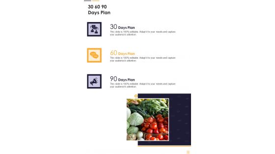 Food Industry Services Development Proposal 30 60 90 Days Plan One Pager Sample Example Document Food Industry Services Development Proposal 30 60 90 Days Plan One Pager Sample Example Document