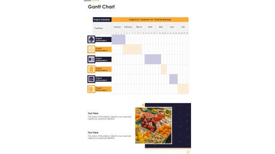 Food Industry Services Development Proposal Gantt Chart One Pager Sample Example Document