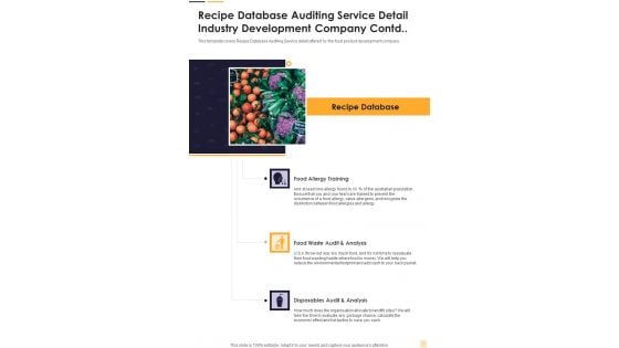 Food Industry Services Development Proposal Recipe Database Auditing Service One Pager Sample Example Document Food Industry Services Development Proposal Recipe Database Auditing Service One Pager Sample Example Document