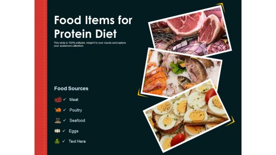 Food Items For Protein Diet Ppt PowerPoint Presentation Show Designs PDF