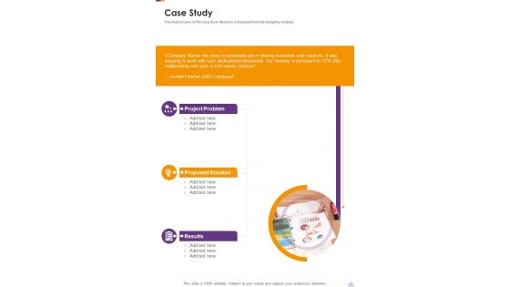 Food Outlet Web Designing Proposal Case Study One Pager Sample Example Document Food Outlet Web Designing Proposal Case Study One Pager Sample Example Document