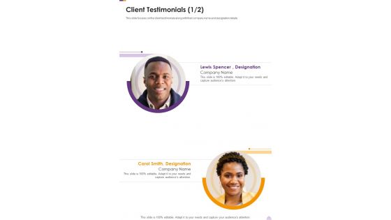 Food Outlet Web Designing Proposal Client Testimonials One Pager Sample Example Document Food Outlet Web Designing Proposal Client Testimonials One Pager Sample Example Document