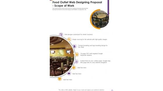 Food Outlet Web Designing Proposal Scope Of Work One Pager Sample Example Document