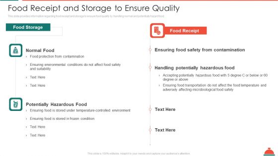 Food Receipt And Storage To Ensure Quality Increased Superiority For Food Products Inspiration PDF