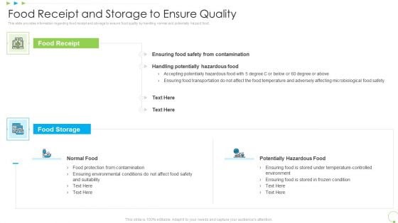 Food Receipt And Storage To Ensure Quality Uplift Food Production Company Quality Standards Introduction PDF