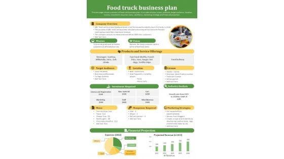 Food Truck Business Plan PDF Document PPT Template