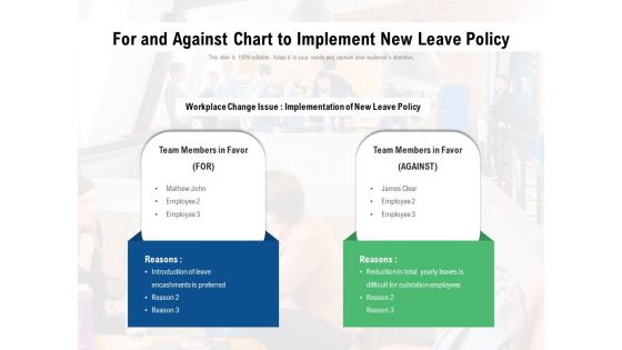 For And Against Chart To Implement New Leave Policy Ppt PowerPoint Presentation File Templates PDF