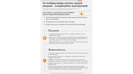 For Building Design Services Request Proposal Compensation And Payments One Pager Sample Example Document For Building Design Services Request Proposal Compensation And Payments One Pager Sample Example Document