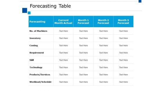 Forecasting Table Ppt PowerPoint Presentation Show Guide