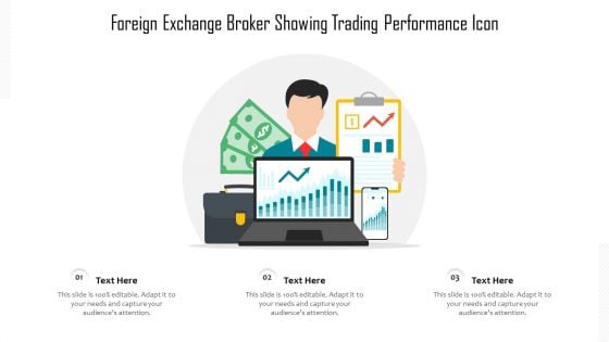 Foreign Exchange Broker Showing Trading Performance Icon Ppt PowerPoint Presentation File Example Introduction PDF