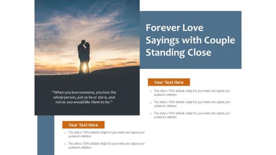 Forever Love Sayings With Couple Standing Close Ppt PowerPoint Presentation Summary Inspiration PDF