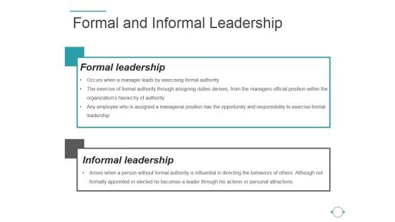 Formal And Informal Leadership Ppt PowerPoint Presentation Layout