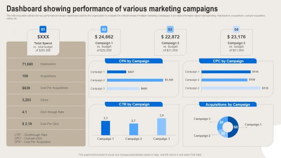 Formulating Branding Strategy To Enhance Revenue And Sales Dashboard Showing Performance Of Various Graphics PDF