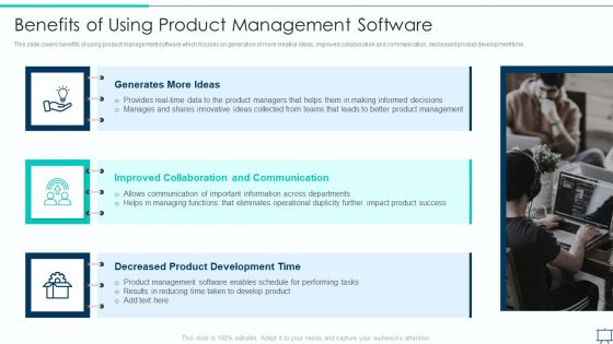 Formulating Competitive Plan Of Action For Effective Product Leadership Benefits Of Using Product Management Infographics PDF