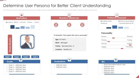 Formulating Plan And Executing Bid Projects Using Agile IT Determine User Persona For Better Client Understanding Elements PDF