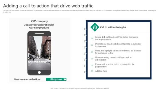 Formulating Video Marketing Strategies To Enhance Sales Adding A Call To Action That Drive Web Traffic Diagrams PDF Formulating Video Marketing Strategies To Enhance Sales Adding A Call To Action That Drive Web Traffic Diagrams PDF