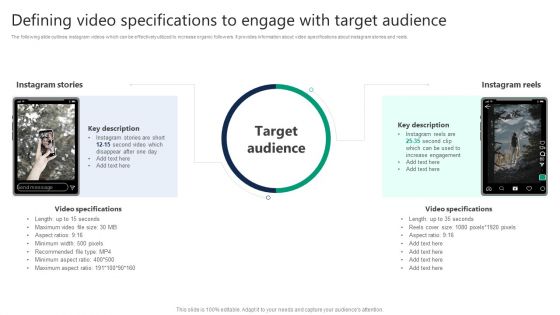 Formulating Video Marketing Strategies To Enhance Sales Defining Video Specifications To Engage With Target Audience Inspiration PDF