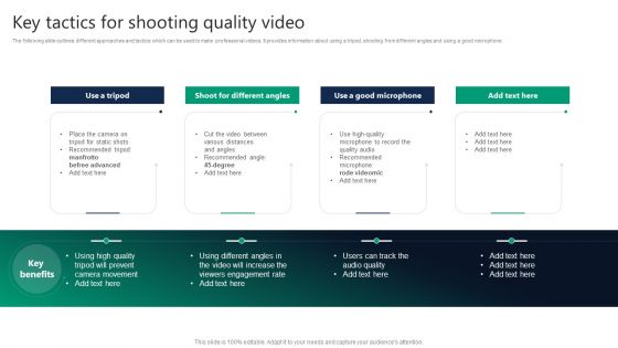 Formulating Video Marketing Strategies To Enhance Sales Key Tactics For Shooting Quality Video Themes PDF