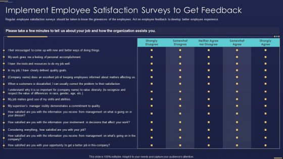 Formulating Workforce Experience Plan Company Implement Employee Satisfaction Surveys Mockup PDF