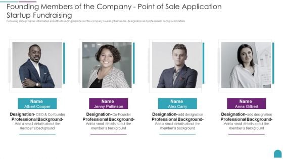 Founding Members Of The Company Point Of Sale Application Startup Fundraising Topics PDF