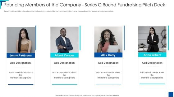 Founding Members Of The Company Series C Round Fundraising Pitch Deck Ppt Portfolio Slideshow PDF