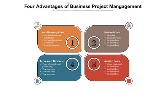 Four Advantages Of Business Project Mangagement Ppt PowerPoint Presentation Summary Files PDF