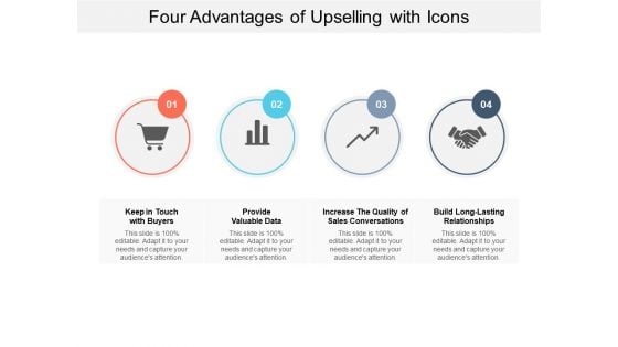 Four Advantages Of Upselling With Icons Ppt PowerPoint Presentation Icon Portfolio