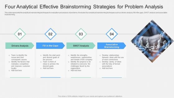 Four Analytical Effective Brainstorming Strategies For Problem Analysis Ppt Summary Slide PDF