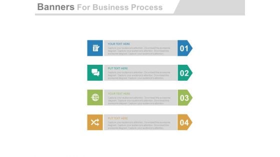 Four Arrow Banners For Synergy And Merger Powerpoint Template