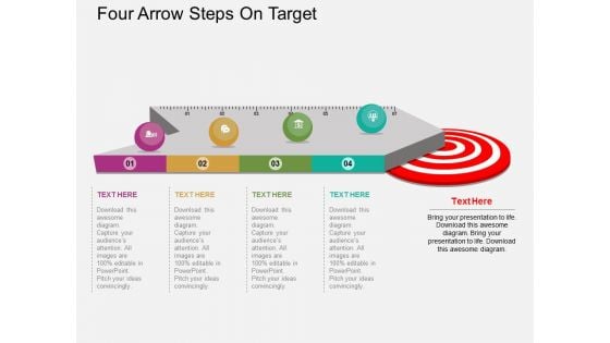 Four Arrow Steps On Target Powerpoint Templates