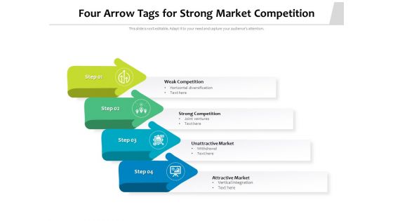 Four Arrow Tags For Strong Market Competition Ppt PowerPoint Presentation Diagram Templates PDF