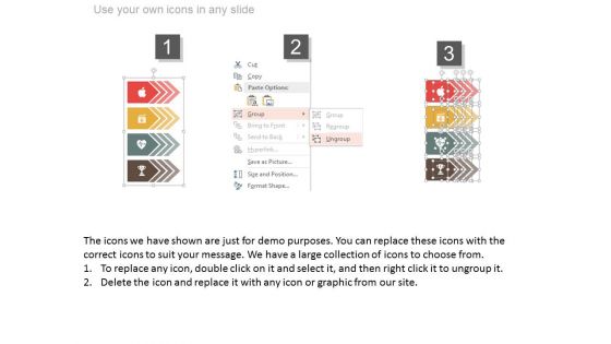 Four Arrows Banners With Business Icons Powerpoint Slides