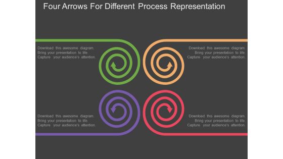 Four Arrows For Different Process Representation Powerpoint Template