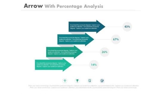 Four Arrows For Percentage Ratio Analysis Powerpoint Slides