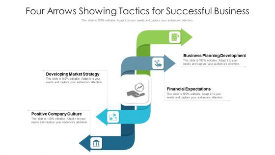 Four Arrows Showing Tactics For Successful Business Ppt PowerPoint Presentation Gallery Example PDF Four Arrows Showing Tactics For Successful Business Ppt PowerPoint Presentation Gallery Example PDF