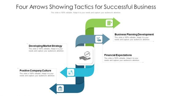 Four Arrows Showing Tactics For Successful Business Ppt PowerPoint Presentation Gallery Example PDF