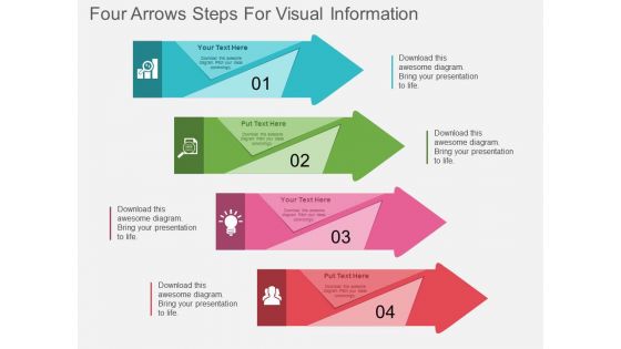 Four Arrows Steps For Visual Information Powerpoint Template