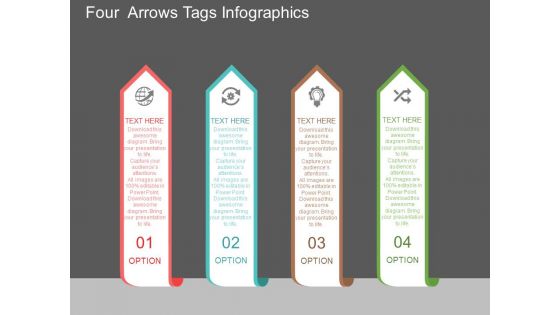 Four Arrows Tags Infographics Powerpoint Template