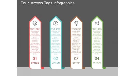 Four Arrows Tags Infographics Powerpoint Template