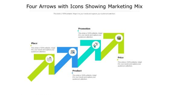 Four Arrows With Icons Showing Marketing Mix Ppt PowerPoint Presentation Pictures