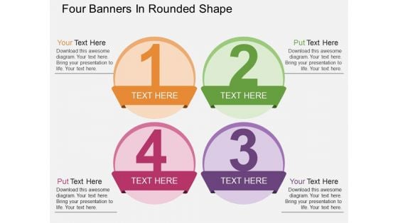 Four Banners In Rounded Shape Powerpoint Templates