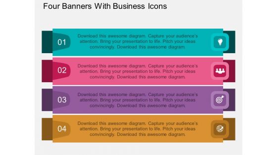 Four Banners With Business Icons Powerpoint Template