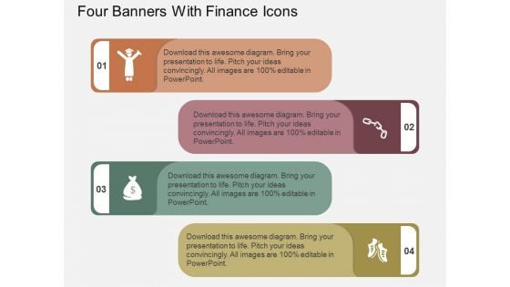 Four Banners With Finance Icons Powerpoint Template