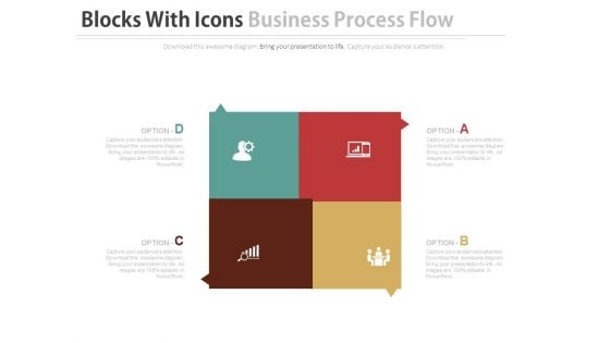 Four Blocks With Icons For Planning Strategy Powerpoint Template