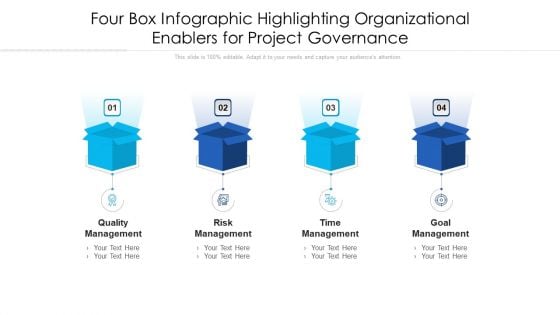 Four Box Infographic Highlighting Organizational Enablers For Project Governance Ppt PowerPoint Presentation File Diagrams PDF