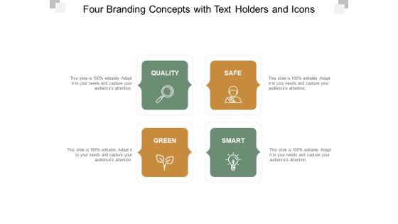 Four Branding Concepts With Text Holders And Icons Ppt Powerpoint Presentation Professional