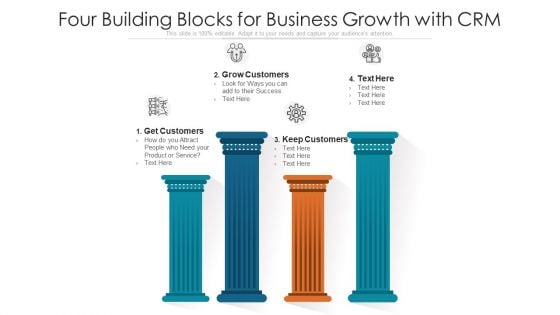 Four Building Blocks For Business Growth With CRM Ppt PowerPoint Presentation Gallery Files PDF